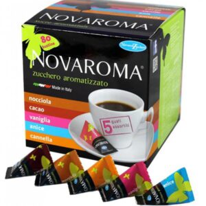 Novaroma 80 bustine zucchero aromatizzato in 5 gusti