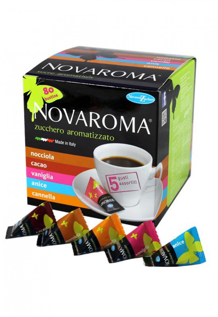 Novaroma 80 bustine zucchero aromatizzato in 5 gusti – Espressioni Caffè –  Quando l'abitudine diventa Passione